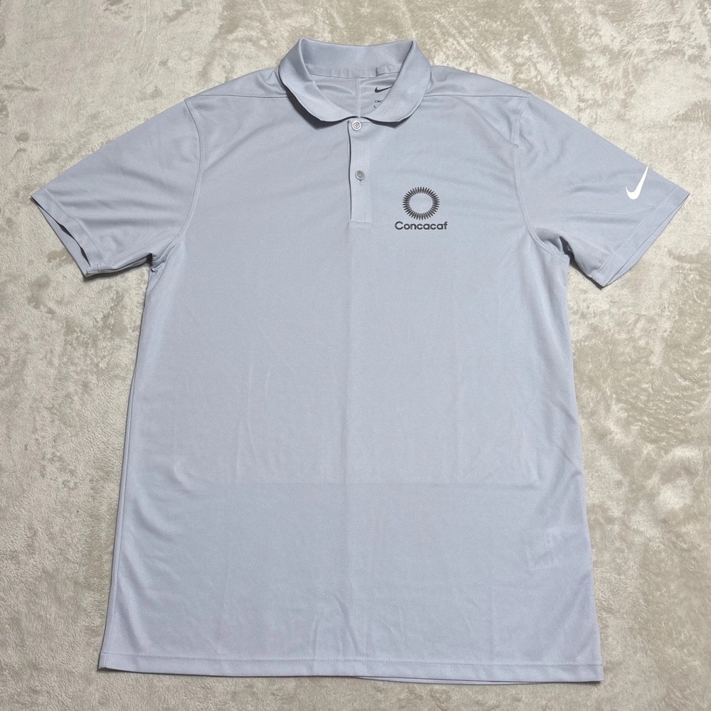 NIKE Concacaf Shirt Mens Small Gray Soccer DriFit Performance Polo Short Sleeve